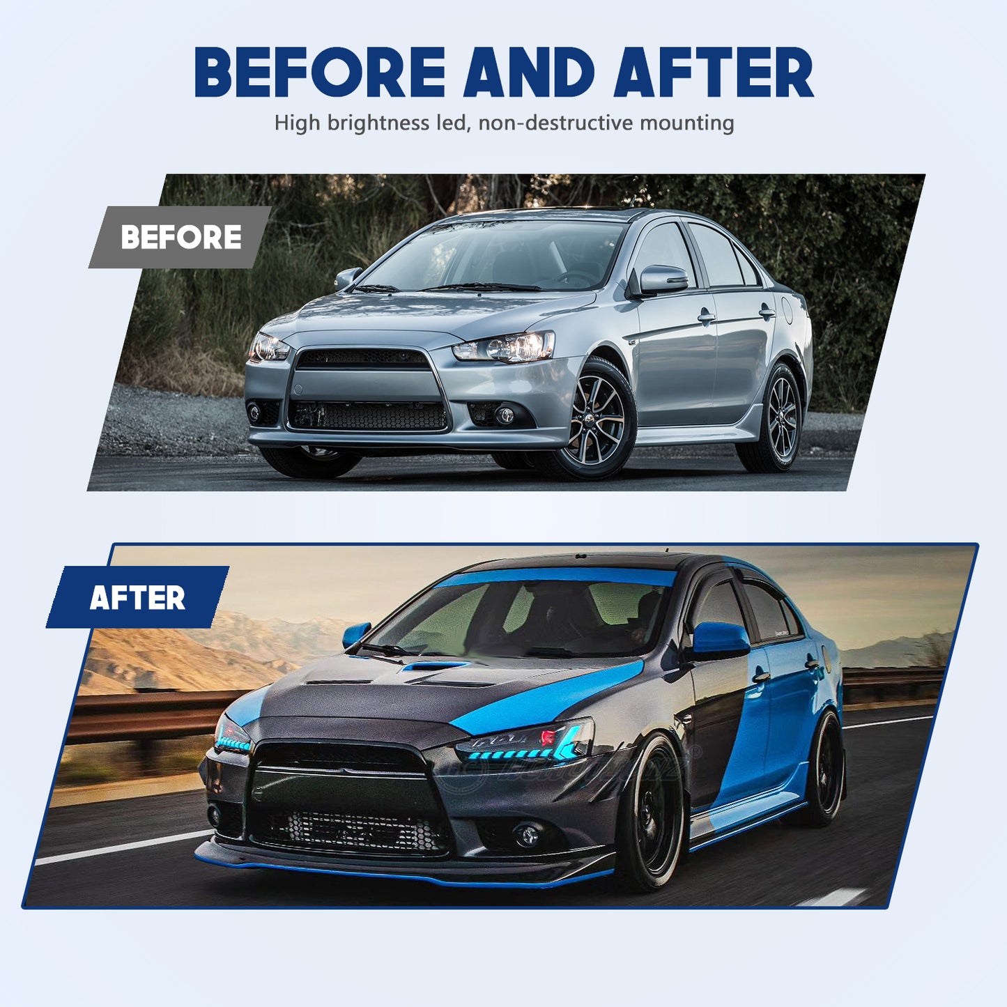 HCMOTION RGB LED Headlights and Taillights For Mitsubishi Lancer 2008-2017