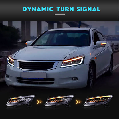 HCMOTIONZ 2008-2012 FULL LED Headlights For Honda Accord DRL Start up Animation