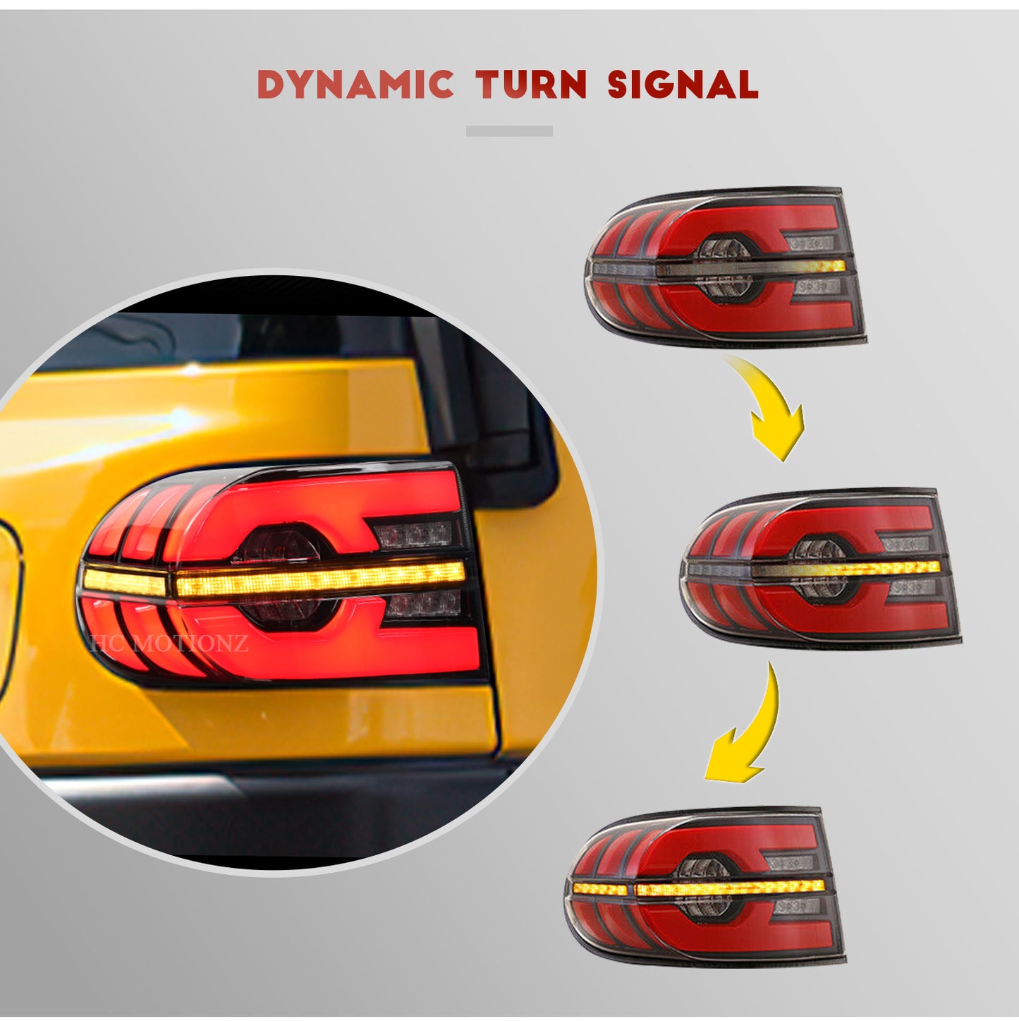 HCMOTIONZ LED Tail Lights For Toyota FJ Cruiser 2007-2015 Smoked 2PCS DRL Start UP Animation