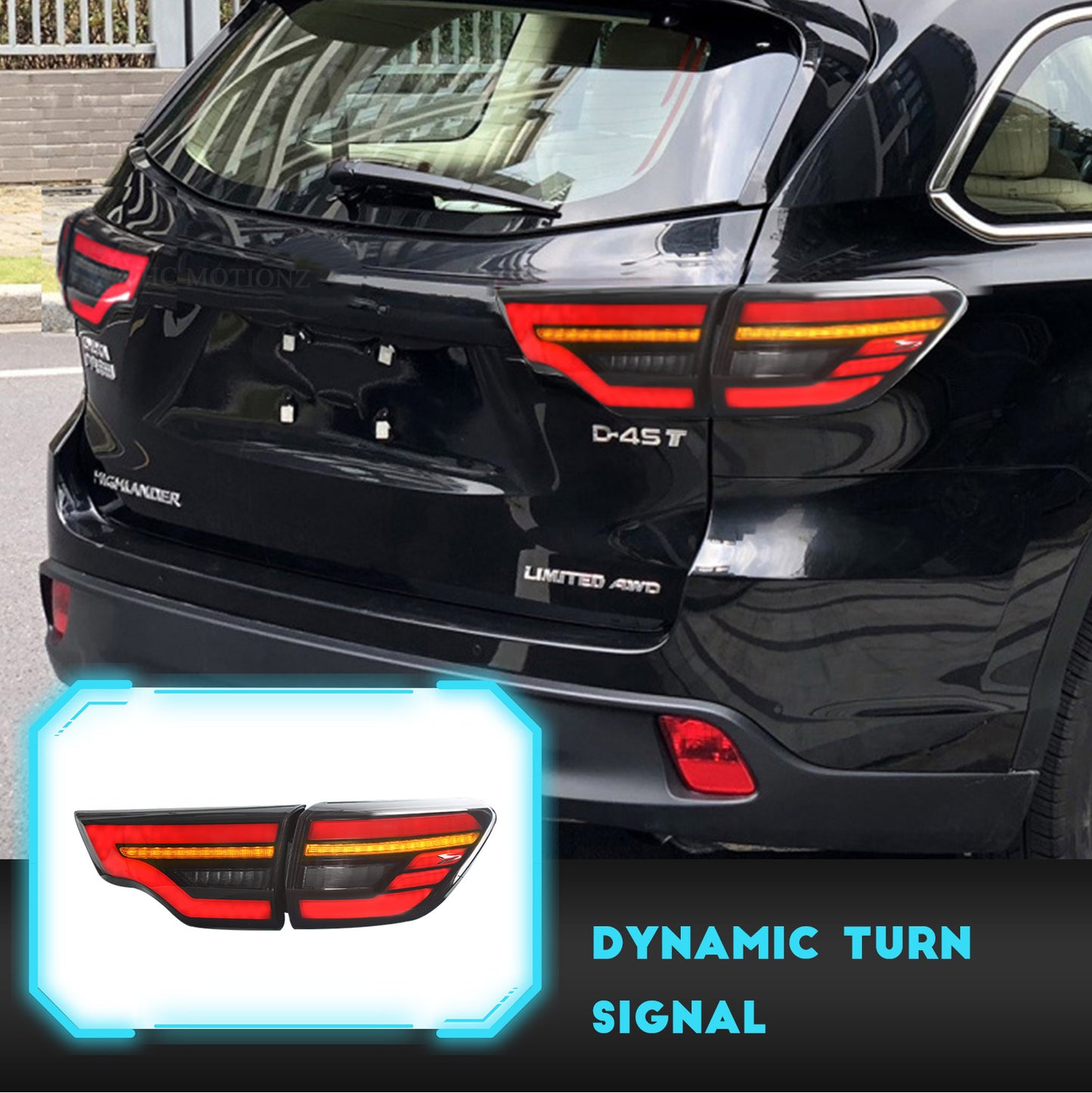 HCMOTION LED Taillights For Toyota Highlander 2014-2019 DRL Start UP Animation