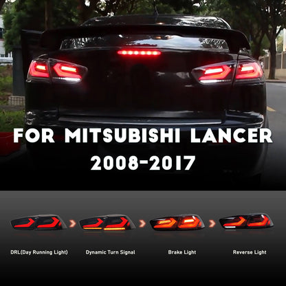 HCMOTIONZ LED Tail Lights for Mitsubishi Lancer & EVO X 2008-2017 Sequential 4Pcs Rear Lamp