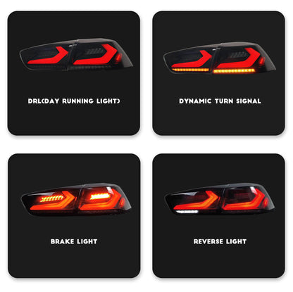 HCMOTIONZ LED Tail Lights for Mitsubishi Lancer & EVO X 2008-2017 Sequential 4Pcs Rear Lamp