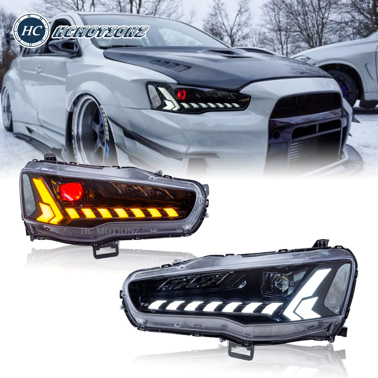 HCMOTION LED Headlights For Mitsubishi Lancer 2008-2017 Demon eyes