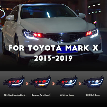 HCMOTION LED RGB DRL Headlights For Toyota Mark X/Reiz 2013~2019