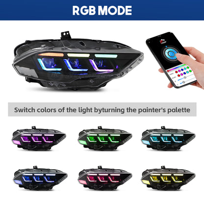 HCMOTIONZ LED RGB Headlights for Ford Mustang 2018-2023