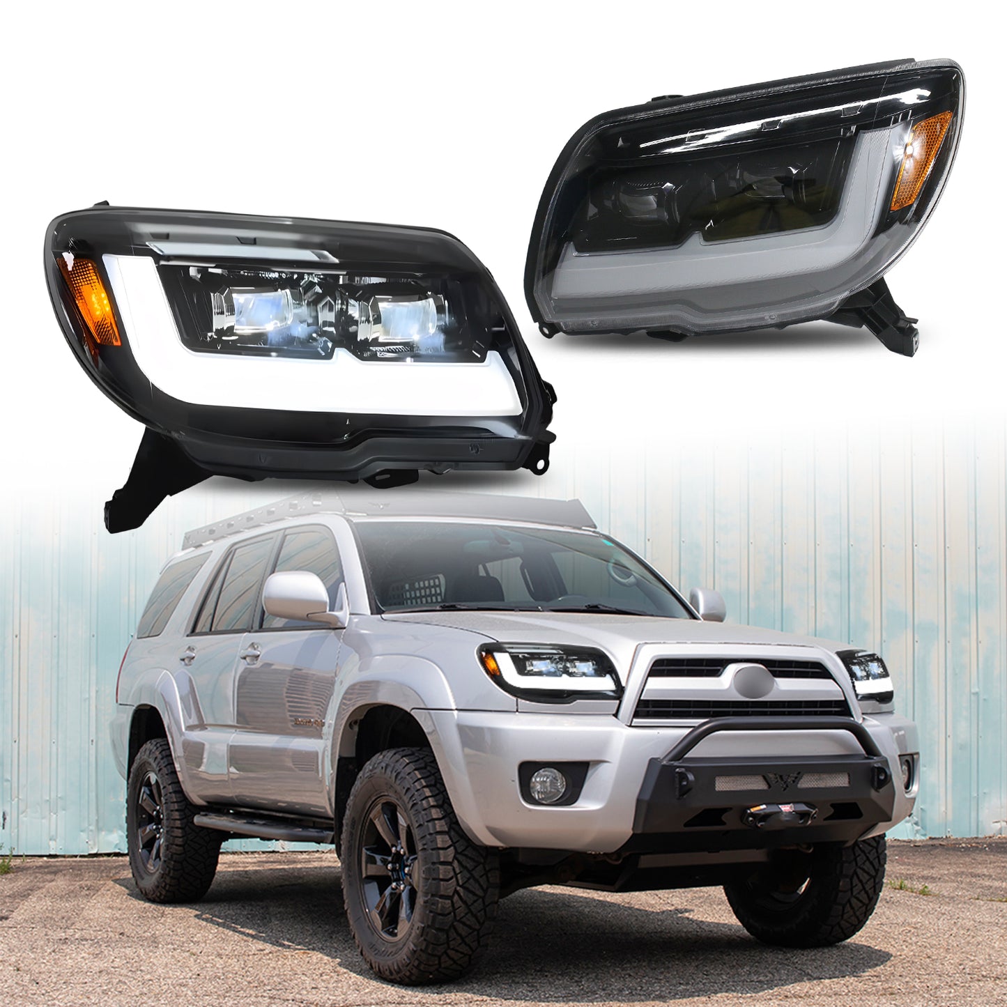 HCMOTIONZ LED Head Lights for Toyota 4Runner 2003-2009 4th Gen Sequential Animation Front Lamps Assembly