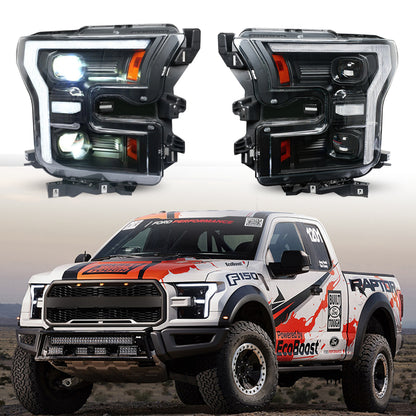 HCMOTIONZ Front Lamps for Ford F150 2017-2020 XL/XLT/LARIAT/KING RANCH/PLATINUM/LIMITED RAPTOR PICKUP LED Head Lights Assembly
