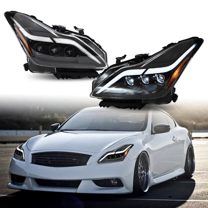 HCMOTION LED Headlights for Infiniti G37 2008-2013 DRL Star Up Animation Q60 Coupe Convertible 2014-2015 Front Lamps