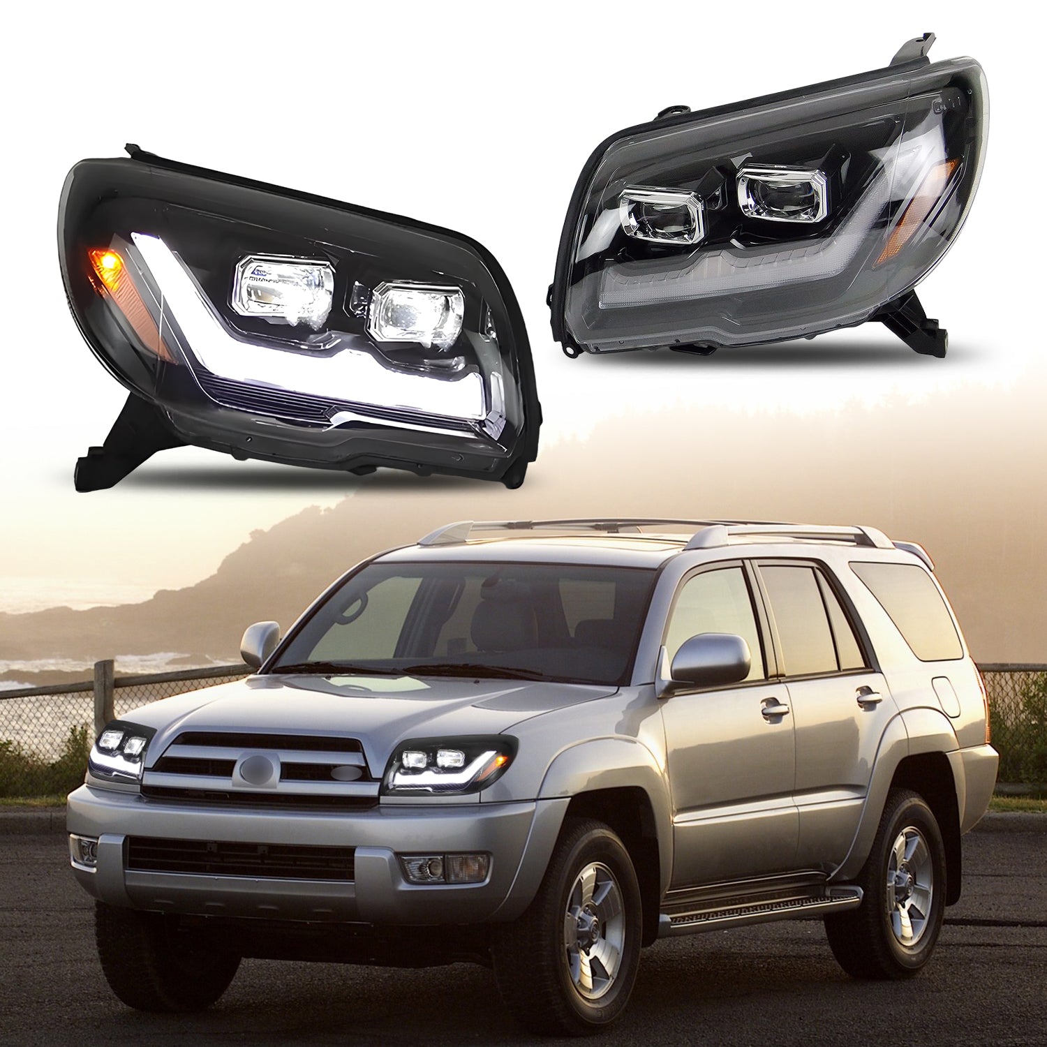 HCMOTIONZ LED Head Lights for Toyota 4Runner 2003-2009 4th Gen