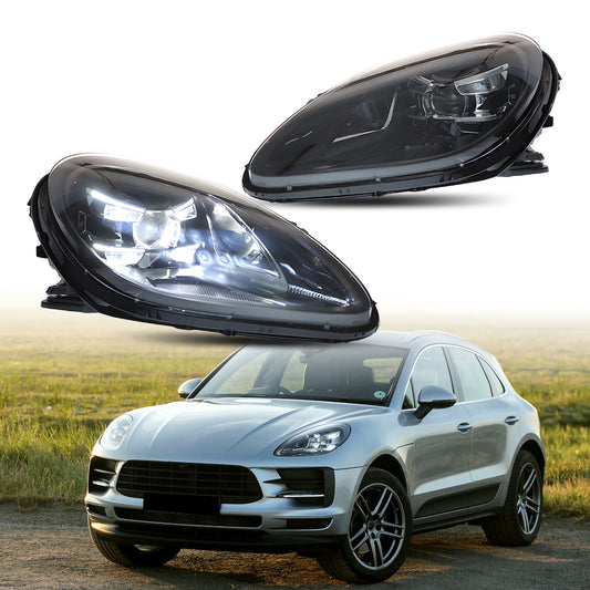 HCMOTIONZ LED Head Lights for Porsche Macan 2014-2021 SUV (95B) Blue Light DRL Projector Front Lamps Assembly