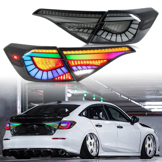 HCMOTIONZ RGB Tail Lights for 11th Gen Honda Civic 2022-2024 Sedan Rear Back Lamps