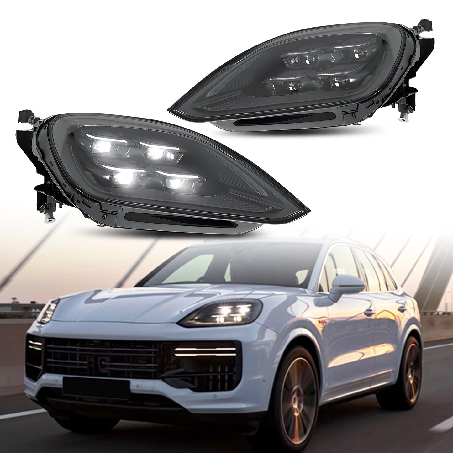 HCMOTIONZ Full LED Headlights for Porsche Cayenne 2024-2025 Upgraded High Configuration