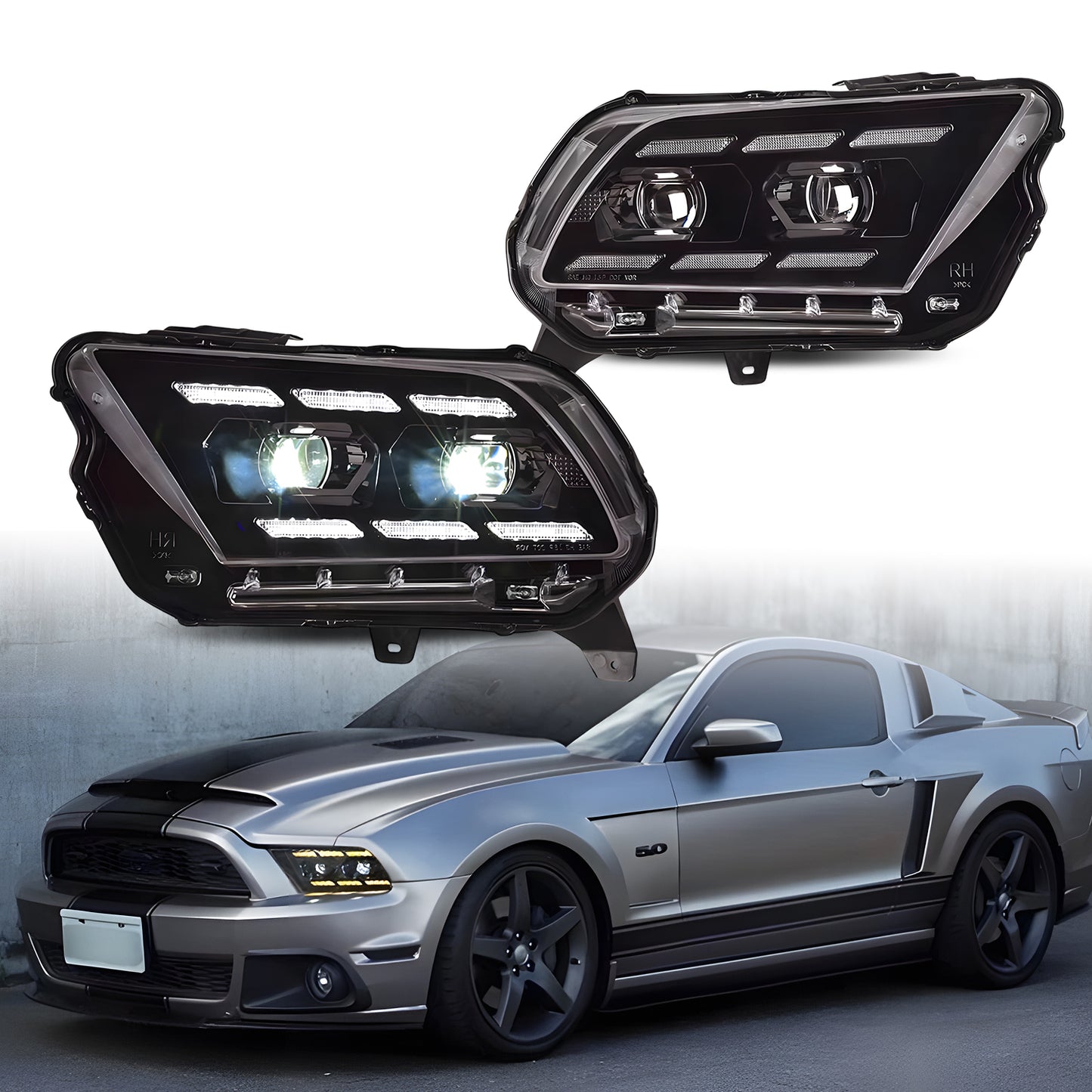HCMOTION V2 S550 Style Dynamic LED Headlights for Ford Mustang 2010-2014 Upgrade Projector Lamp