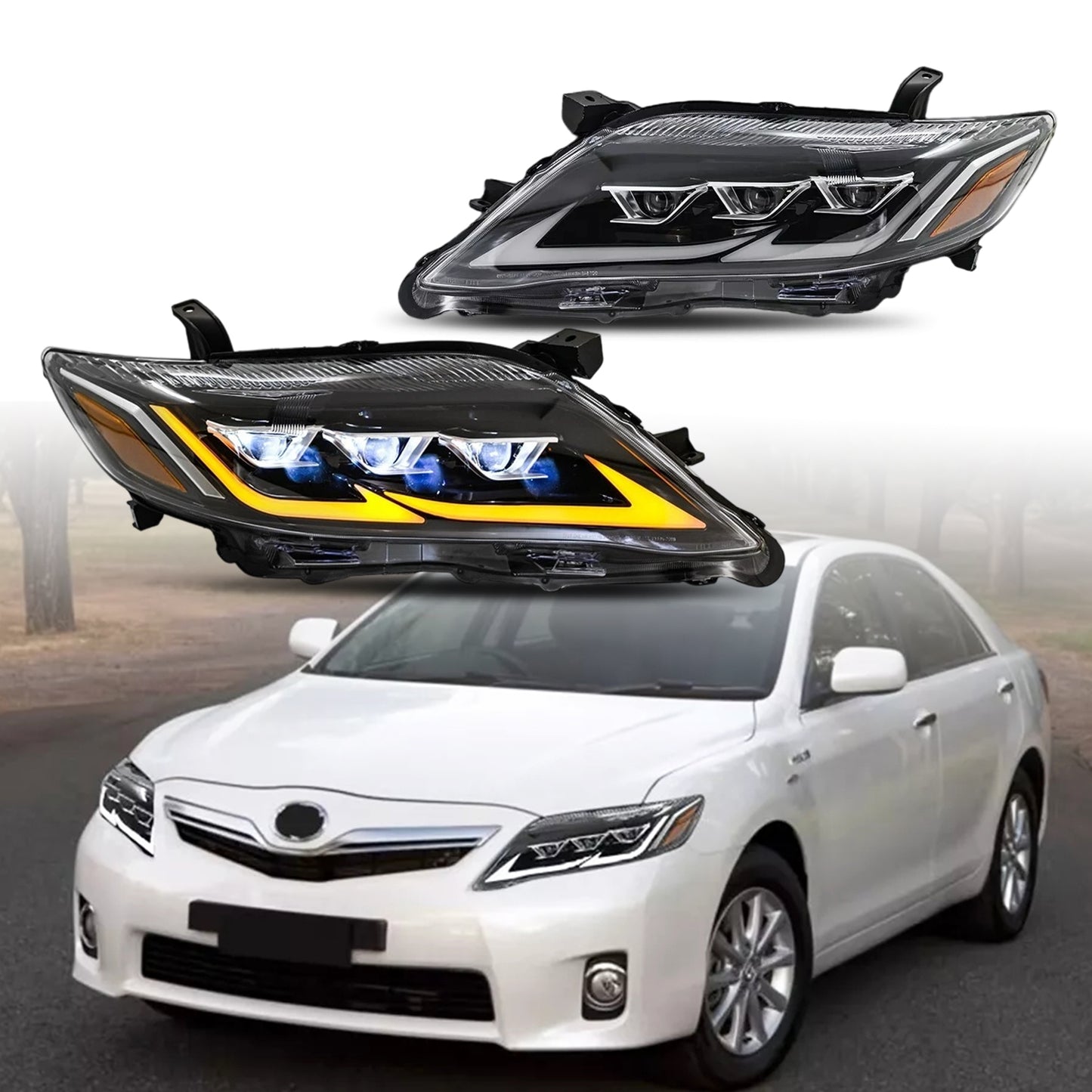 HC Motion LED Headlights Assembly for 2010 2011 Toyota Camry XV40 (US Version)  Plug & Play DOT Approved