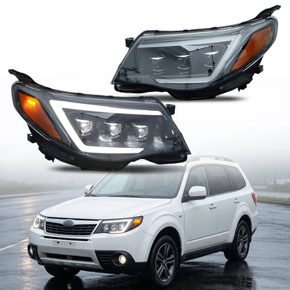 HCMOTION LED Head Lights for Subaru Forester 2008-2012 DRL Start up Animation Front Lamps Assembly