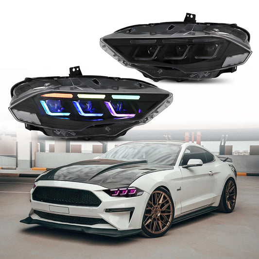HCMOTIONZ LED RGB Headlights for Ford Mustang 2018-2023