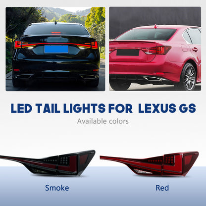 HCMOTIONZ LED Tail Lights For Lexus GS 250 300h 350 F450h 2012-2020