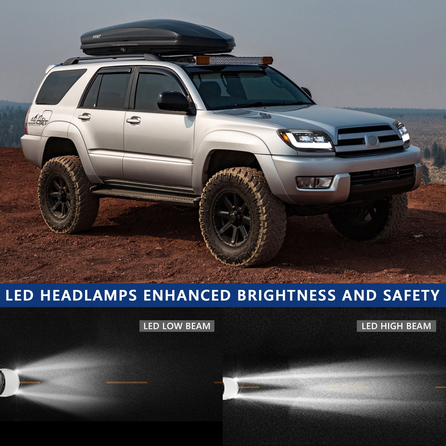 HCMOTIONZ LED Head Lights for Toyota 4Runner 2003-2009 4th Gen Sequential Animation Front Lamps Assembly