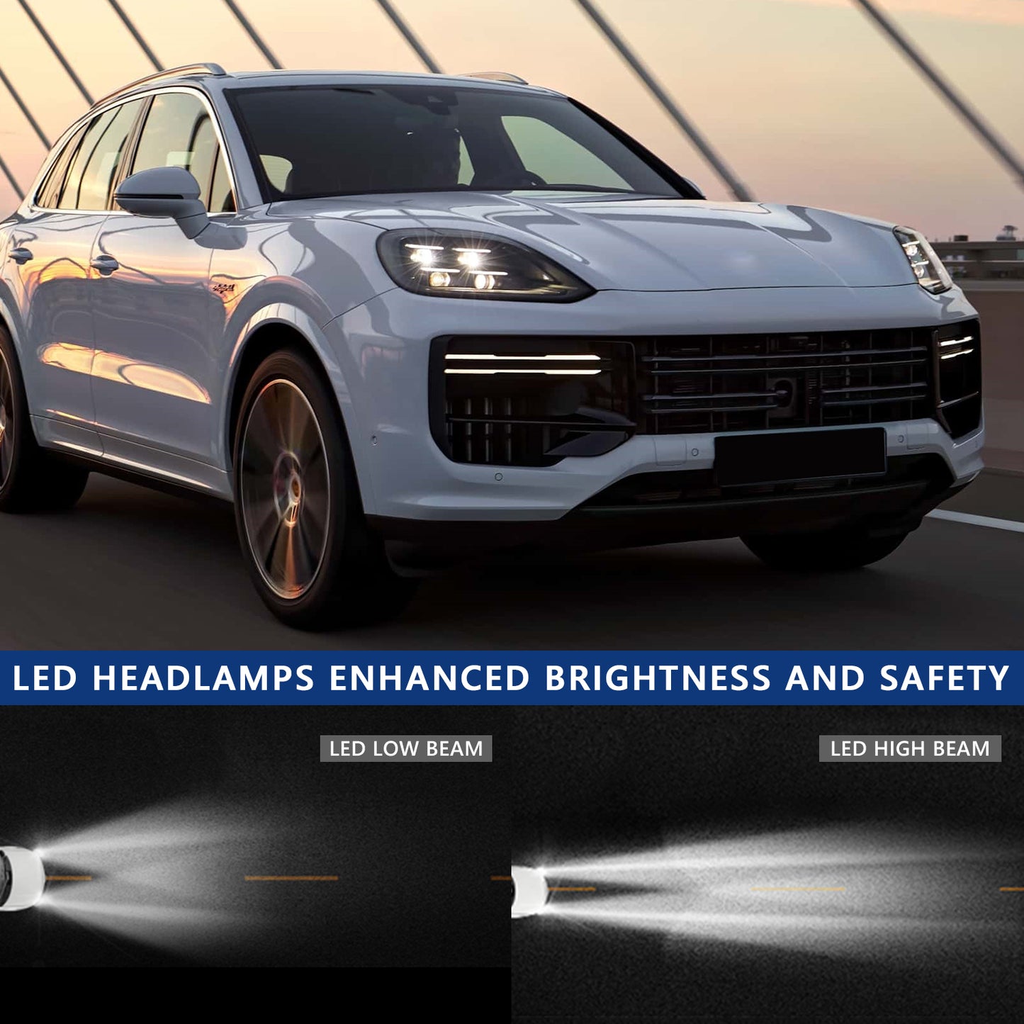 HCMOTIONZ Full LED Headlights for Porsche Cayenne 2024-2025 Upgraded High Configuration