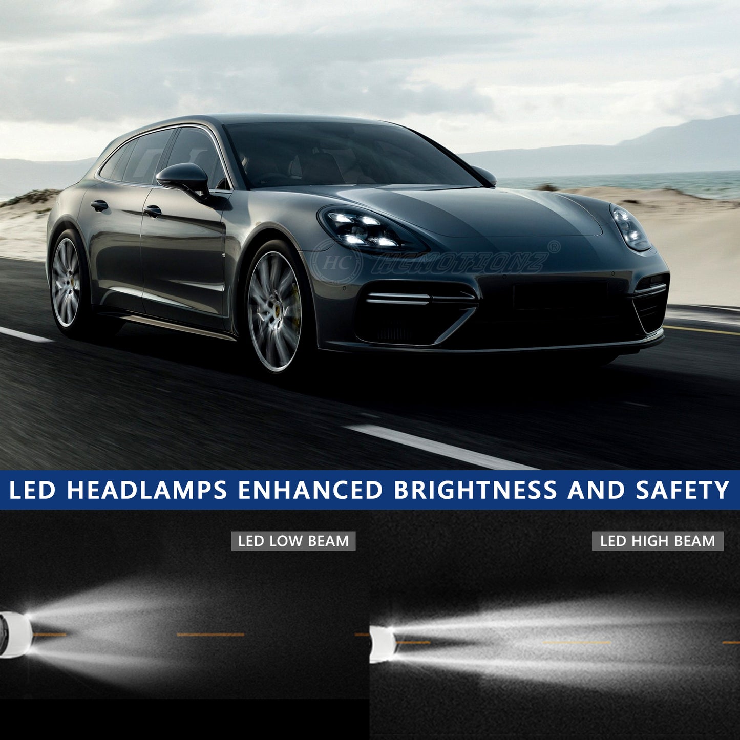 HCMOTIONZ LED Headlights for Porsche Panamera 2009-2016 (970) Blue Light DRL Car Front Lamps Assembly