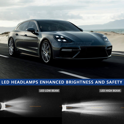 HCMOTIONZ LED Headlights for Porsche Panamera 2009-2016 (970) Blue Light DRL Car Front Lamps Assembly