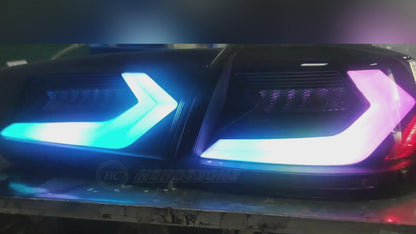 HCMOTION For Mitsubishi Lancer 2008-2017 EVO X Smoked LED Tail Lights 4Pcs Rear Lamp RGB