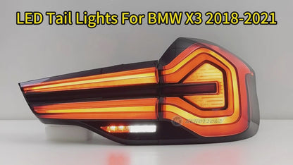 HCMOTION LED Tail Lights for For BMW X3 2018-2021 G01 G08 F97 DRL Start UP Animation Car Rear Back Lamps Assembly 2022 look