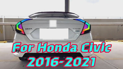 HCMOTION RGB LED Taillights Honda Civic 2016-2021 Colorful DRL Start UP Animation