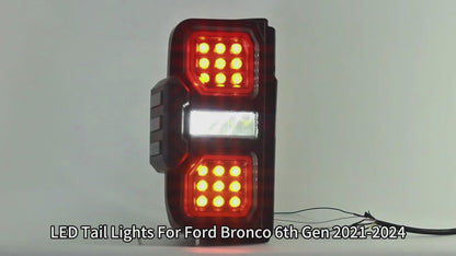 HCMOTION LED Tail Lights For Ford Bronco 6th Gen 2021-2024 Sequential Rear Lamps