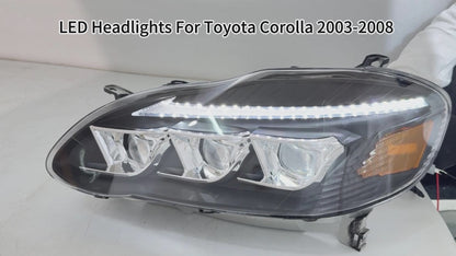 HCMOTION LED Headlights for Toyota Corolla 2003-2008 E130  Sequential Turn Signal Amber