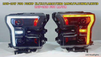 HCMOTIONZ Front Lamps for Ford F150 2017-2020 XL/XLT/LARIAT/KING RANCH/PLATINUM/LIMITED RAPTOR PICKUP LED Head Lights Assembly
